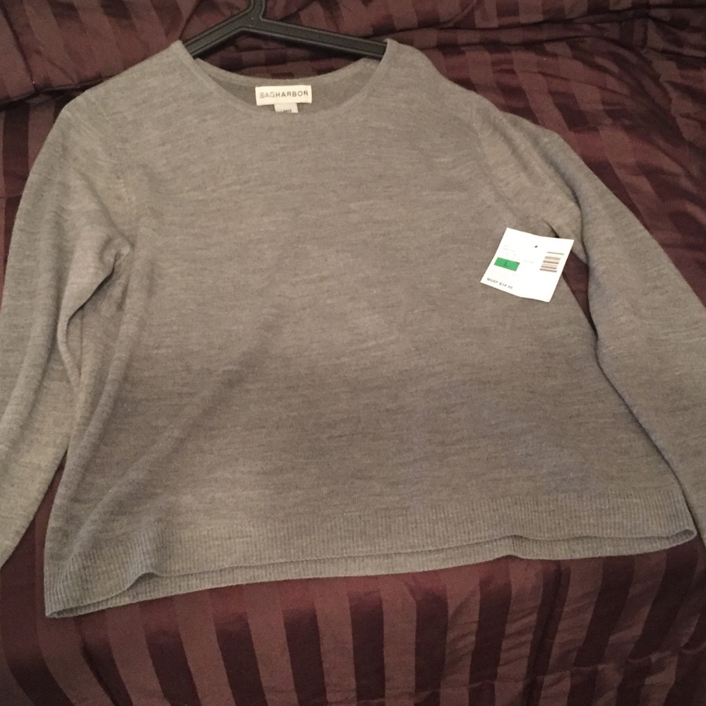 SAG HARBOR NWT Missy L Dove Grey Heather Sweater - Picture 4 of 4